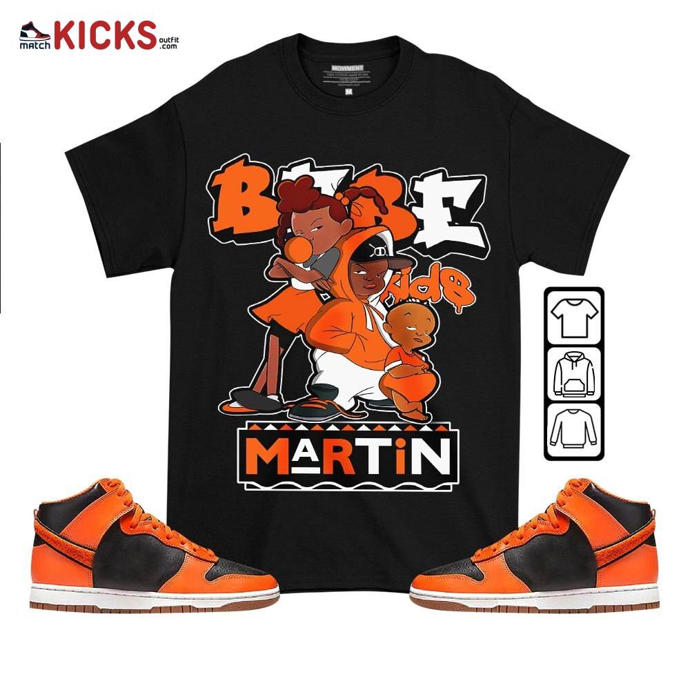 Martin Babe’s Kids 90s Sneaker Shirt Match Dunk Black Orange, Dunk High GS Safety Orange MKO T-Shirt