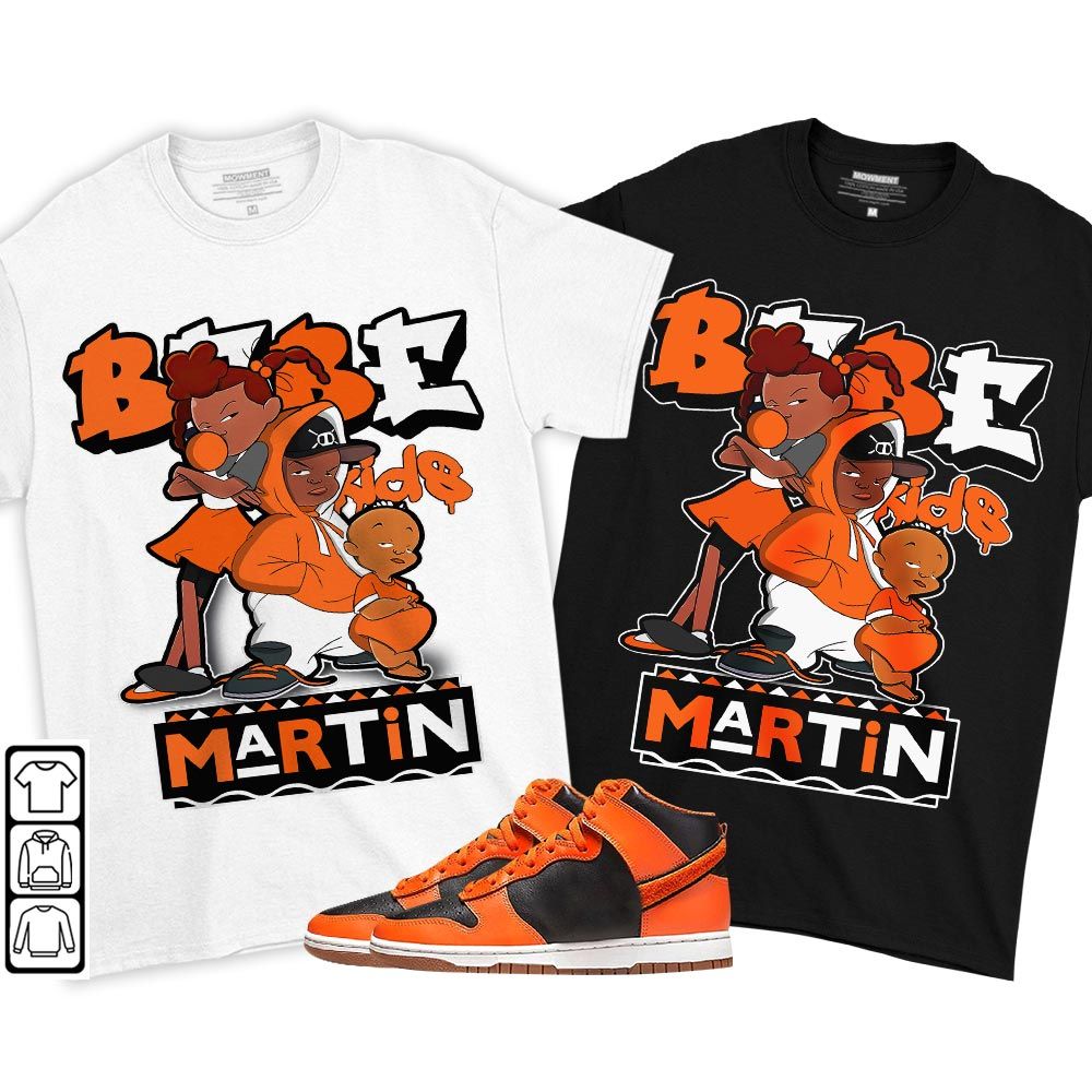 Martin Babes Kids 90s Sneaker Shirt Match Dunk Black Orange, Dunk High GS Safety Orange MKO T-Shirt Martin Babes Kids 90s Sneaker Shirt Match Dunk Black Orange, Dunk High GS Safety Orange MKO T-Shirt