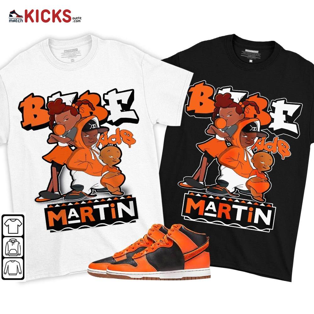 Martin Babe’s Kids 90s Sneaker Shirt Match Dunk Black Orange, Dunk High GS Safety Orange MKO T-Shirt Martin Babe’s Kids 90s Sneaker Shirt Match Dunk Black Orange, Dunk High GS Safety Orange MKO T-Shirt