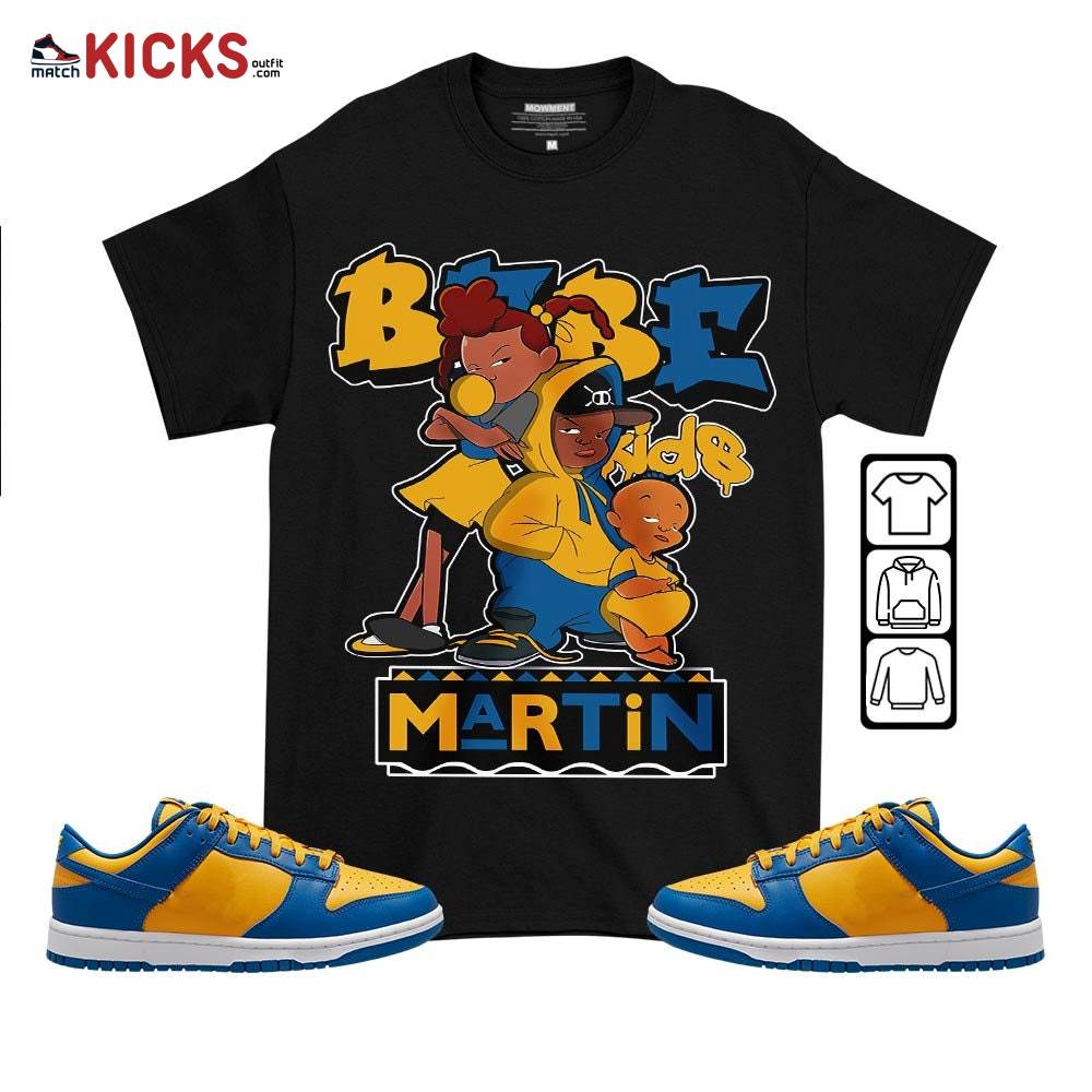 Martin Babe’s Kids 90s Sneaker Shirt Match Dunk Low Blue Yellow, Dunk Low Blue Jay MKO T-Shirt