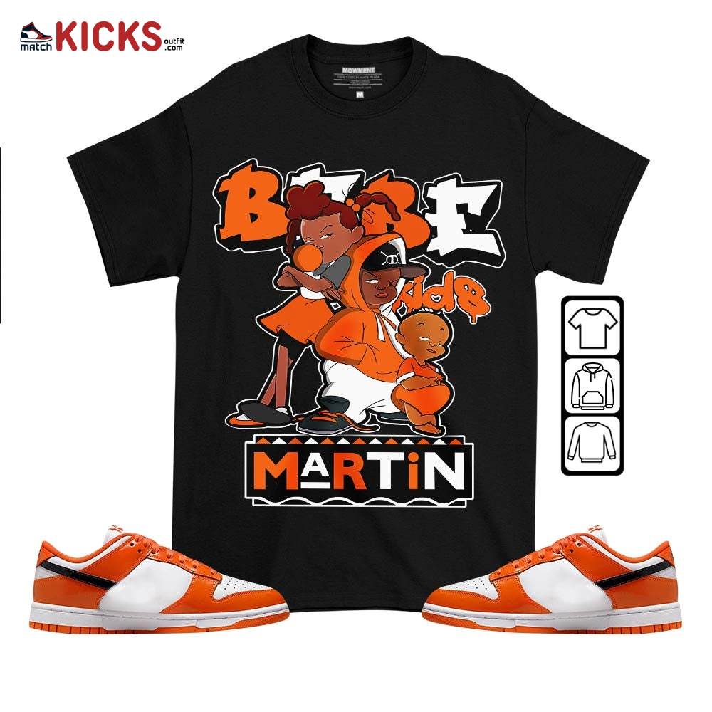 Martin Babe’s Kids 90s Sneaker Shirt Match Dunk Low Orange Black, Dunk Low Patent Halloween MKO T-Shirt