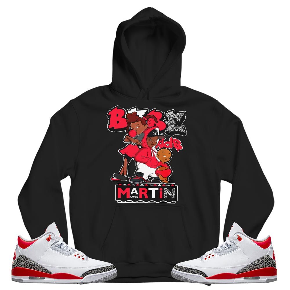 Martin Babes Kids 90s Sneaker Shirt Match Fire Red 3s, Jordan 3 Retro Fire Red MKO T-Shirt