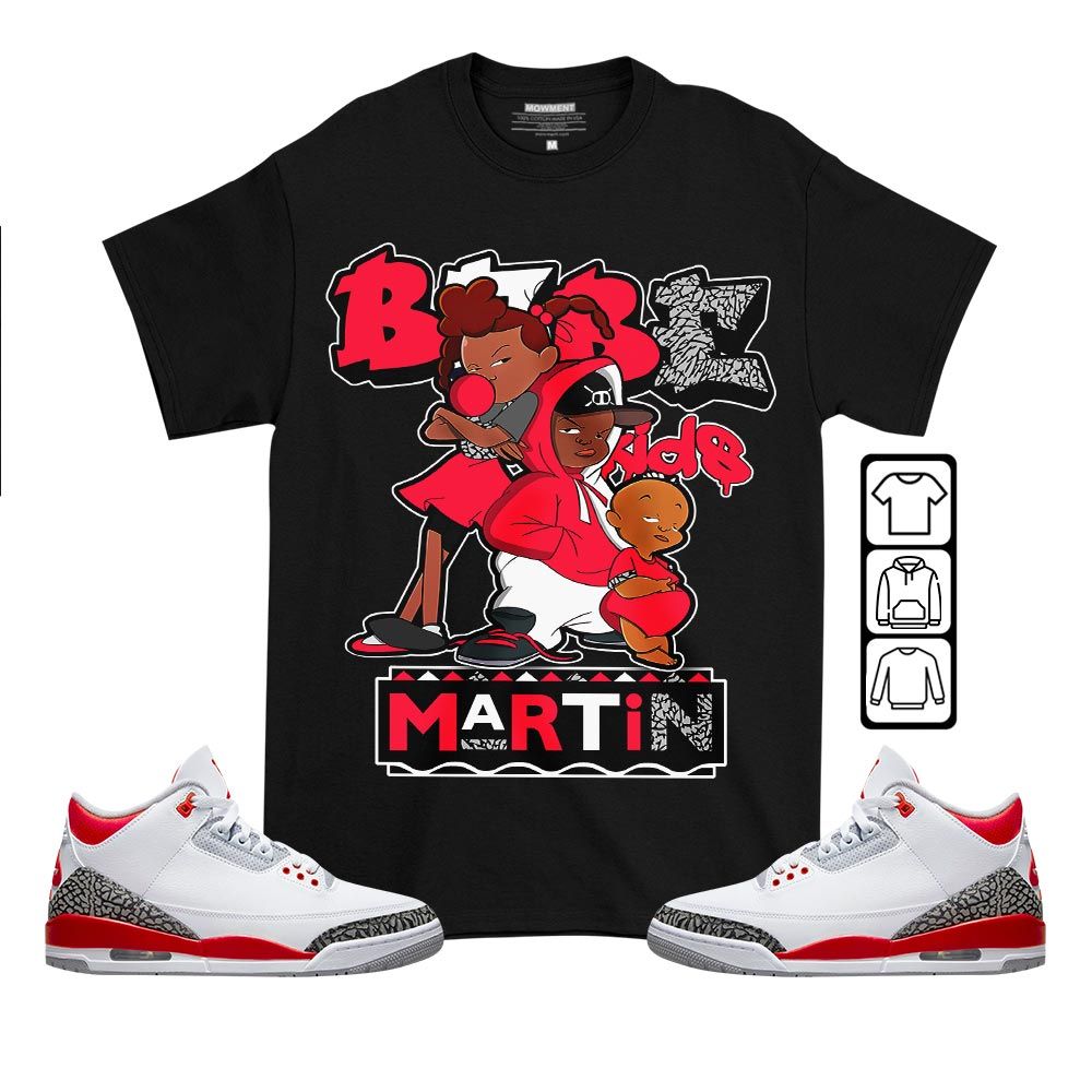 Martin Babes Kids 90s Sneaker Shirt Match Fire Red 3s, Jordan 3 Retro Fire Red MKO T-Shirt