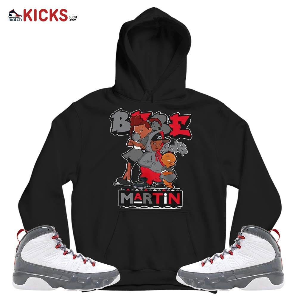 Martin Babe’s Kids 90s Sneaker Shirt Match Grey Fire Red 9s, Jordan 9 Retro Fire Red MKO T-Shirt