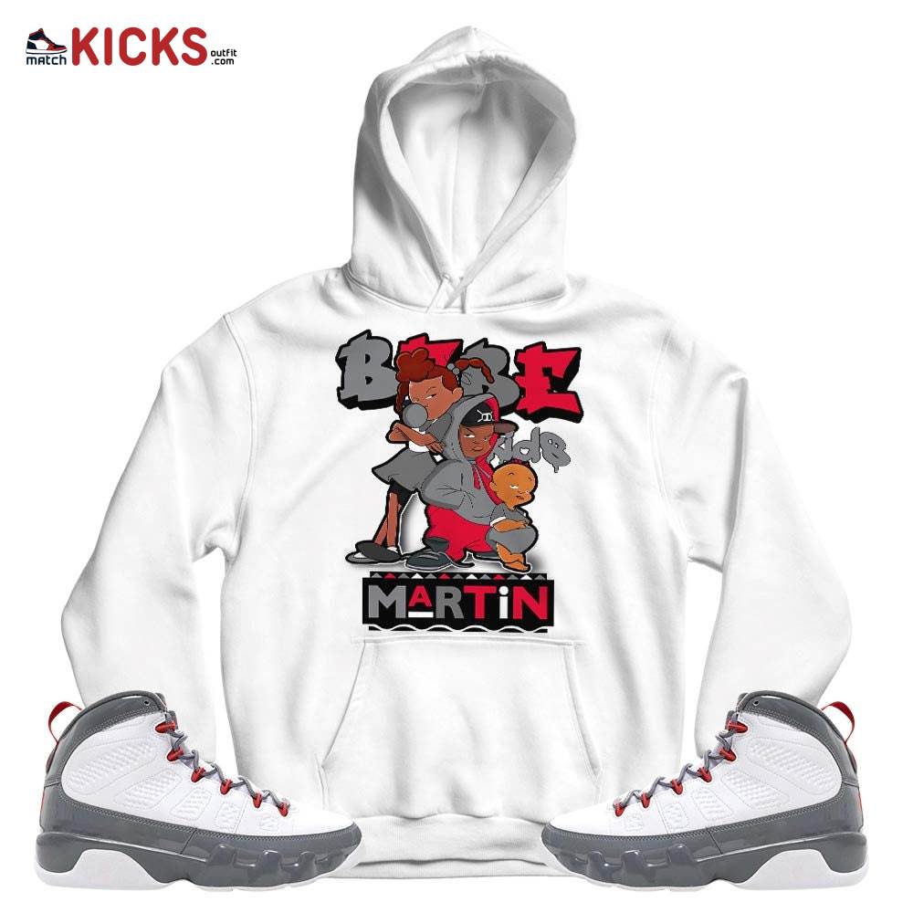 Martin Babe’s Kids 90s Sneaker Shirt Match Grey Fire Red 9s, Jordan 9 Retro Fire Red MKO T-Shirt