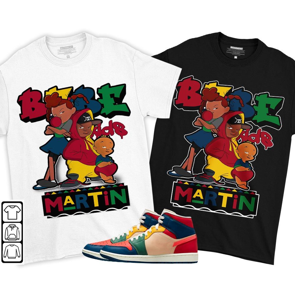 Martin Babes Kids 90s Sneaker Shirt Match Mid Multi Color 2022 1s, Jordan 1 Mid Multi Color 2022 MKO T-Shirt Martin Babes Kids 90s Sneaker Shirt Match Mid Multi Color 2022 1s, Jordan 1 Mid Multi Color 2022 MKO T-Shirt