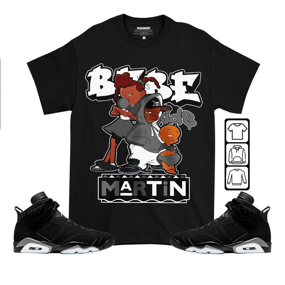 Martin Babes Kids 90s Sneaker Shirt Match Retro Metallic Silver 6s, Jordan 6 Black Chrome MKO T-Shirt