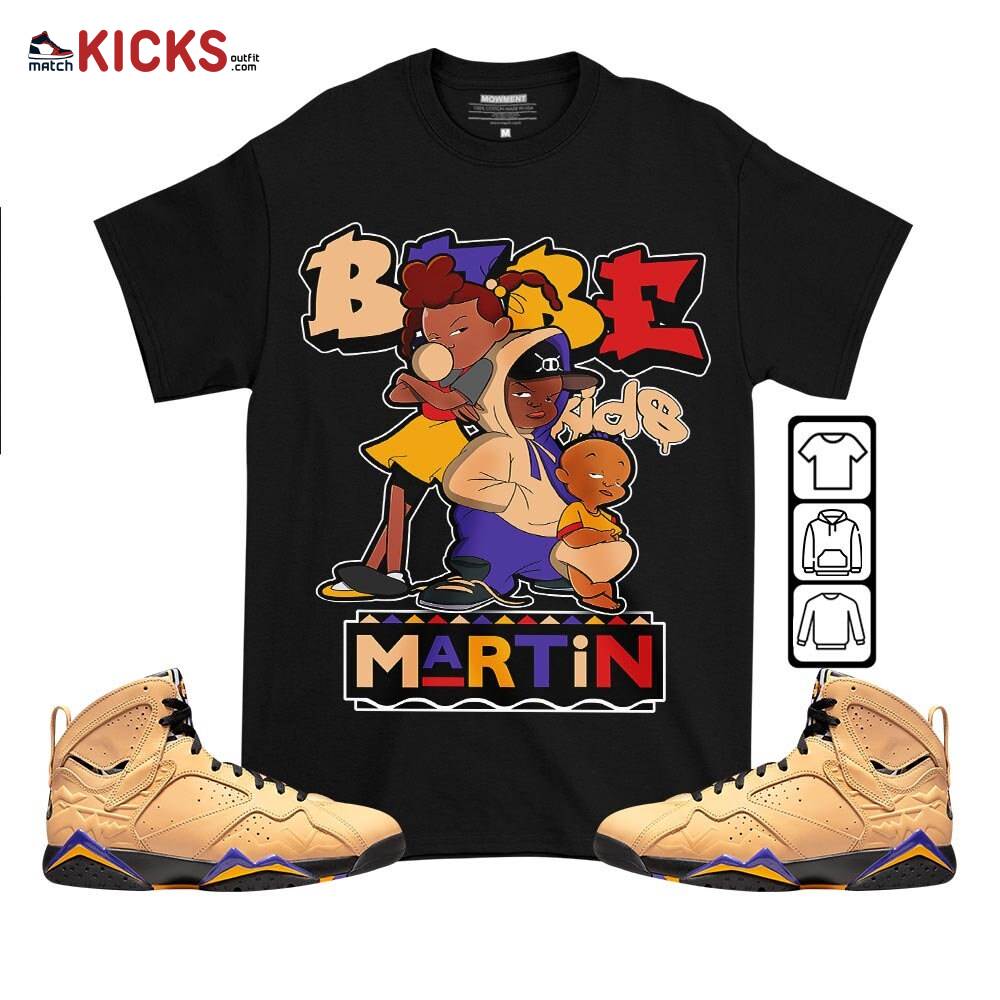 Martin Babe’s Kids 90s Sneaker Shirt Match Retro Vachetta Tan 7s, Jordan 7 SE Afrobeats MKO T-Shirt