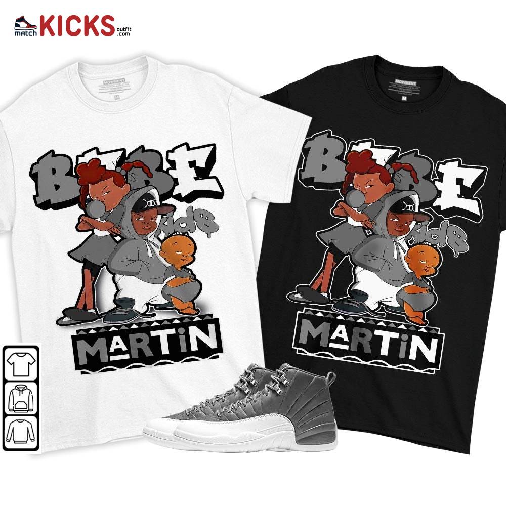 Martin Babe’s Kids 90s Sneaker Shirt Match Stealth 12s, Jordan 12 Retro Stealth MKO T-Shirt