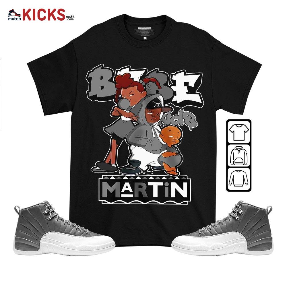 Martin Babe’s Kids 90s Sneaker Shirt Match Stealth 12s, Jordan 12 Retro Stealth MKO T-Shirt