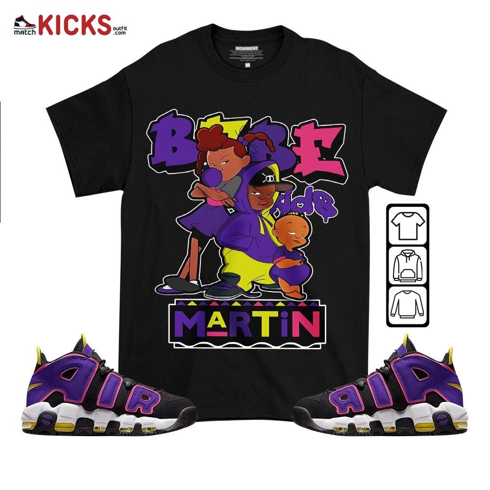 Martin Babe’s Kids 90s Sneaker Shirt Match Uptempo Black Multi Color, Air More Uptempo Black Court Purple MKO T-Shirt
