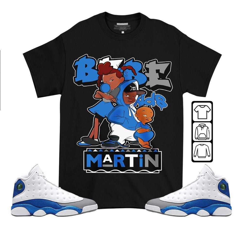 Martin Babes Kids 90s Sneaker Shirt Match White French Blue 13s, Jordan 13 French Blue MKO T-Shirt Martin Babes Kids 90s Sneaker Shirt Match White French Blue 13s, Jordan 13 French Blue MKO T-Shirt