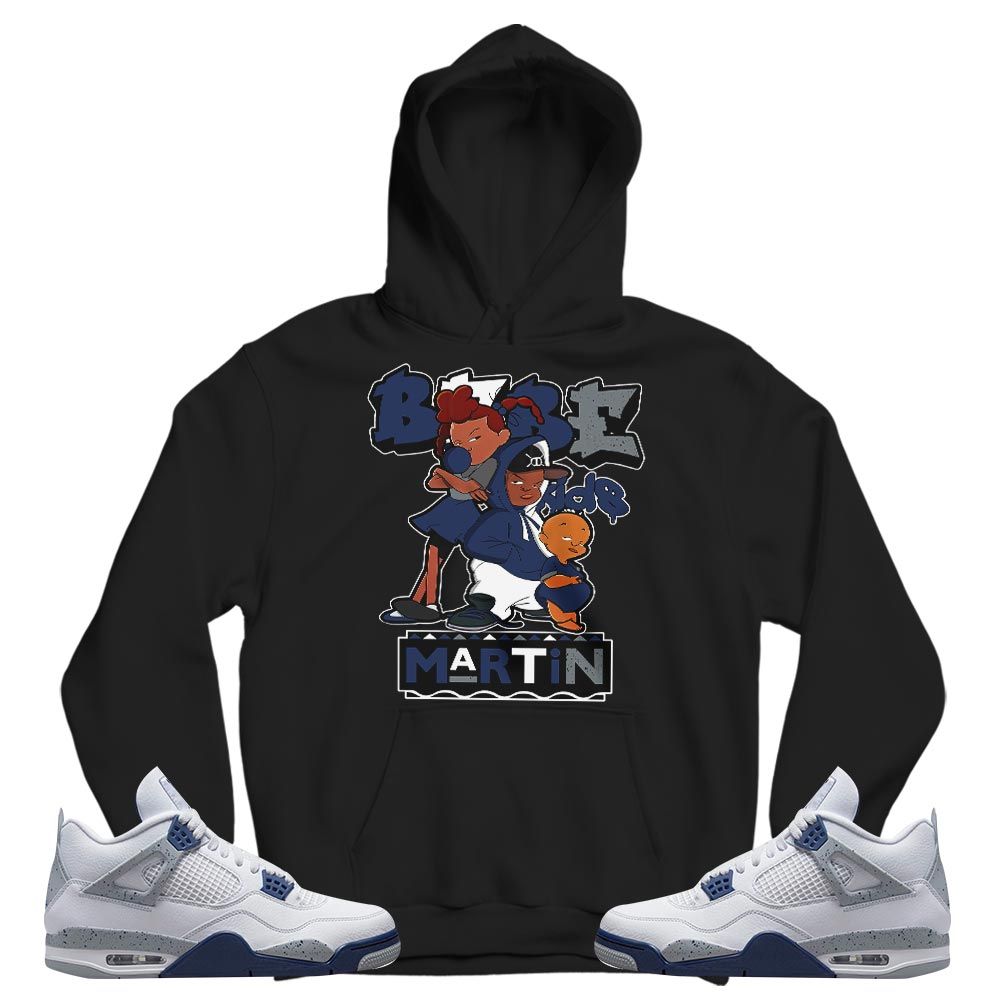 Martin Babes Kids 90s Sneaker Shirt Match White Midnight Navy 4s, Jordan 4 Retro Midnight Navy MKO T-Shirt