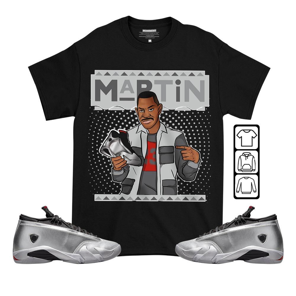 Martin Sneaker Shirt Match 14 Low Metallic Silver, Jordan 14 Metallic Silver MKO T-Shirt Martin Sneaker Shirt Match 14 Low Metallic Silver, Jordan 14 Metallic Silver MKO T-Shirt