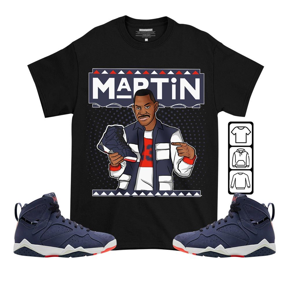 Martin Sneaker Shirt Match 7 Neutral Indigo, Jordan 7 Quai 54 MKO T-Shirt Martin Sneaker Shirt Match 7 Neutral Indigo, Jordan 7 Quai 54 MKO T-Shirt