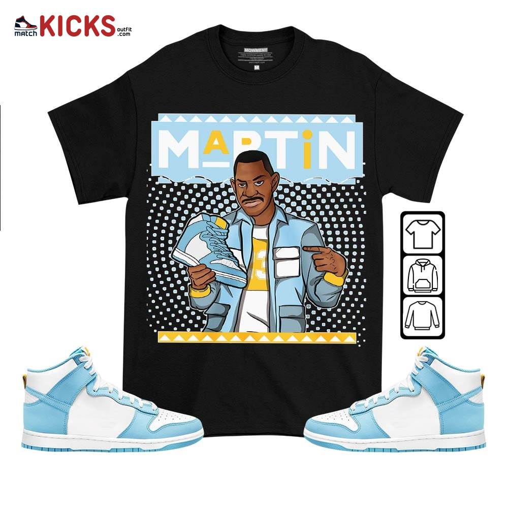Martin Sneaker Shirt Match Dunk High Blue Chill, Dunk High Homer Simpson MKO T-Shirt Martin Sneaker Shirt Match Dunk High Blue Chill, Dunk High Homer Simpson MKO T-Shirt