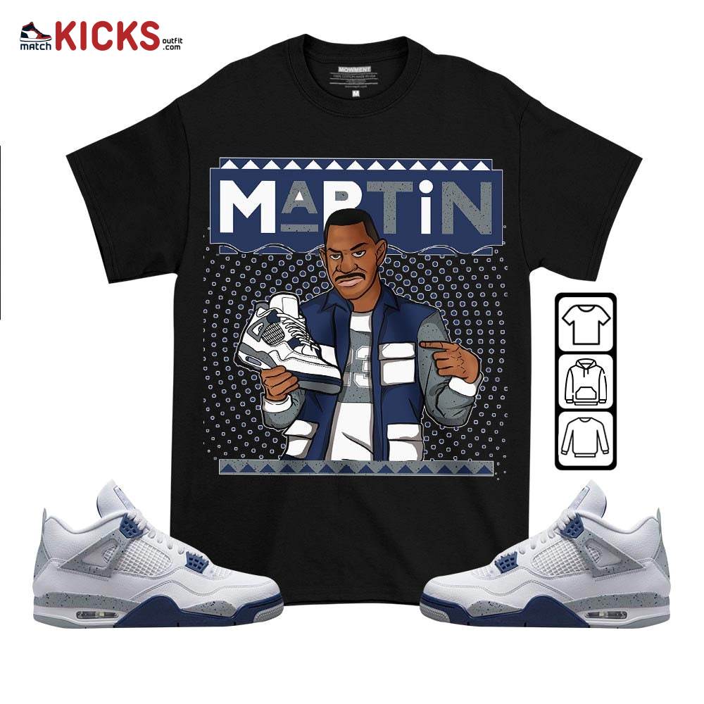 Martin Sneaker Shirt Match Midnight Navy 4s, Jordan 4 Retro Midnight Navy MKO T-Shirt