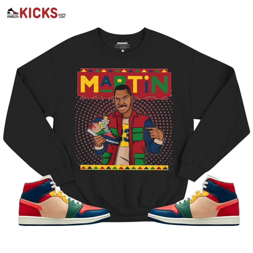 Martin Sneaker Shirt Match Multi Color 2022 1s, Jordan 1 Mid Multi Color 2022 MKO T-Shirt Martin Sneaker Shirt Match Multi Color 2022 1s, Jordan 1 Mid Multi Color 2022 MKO T-Shirt