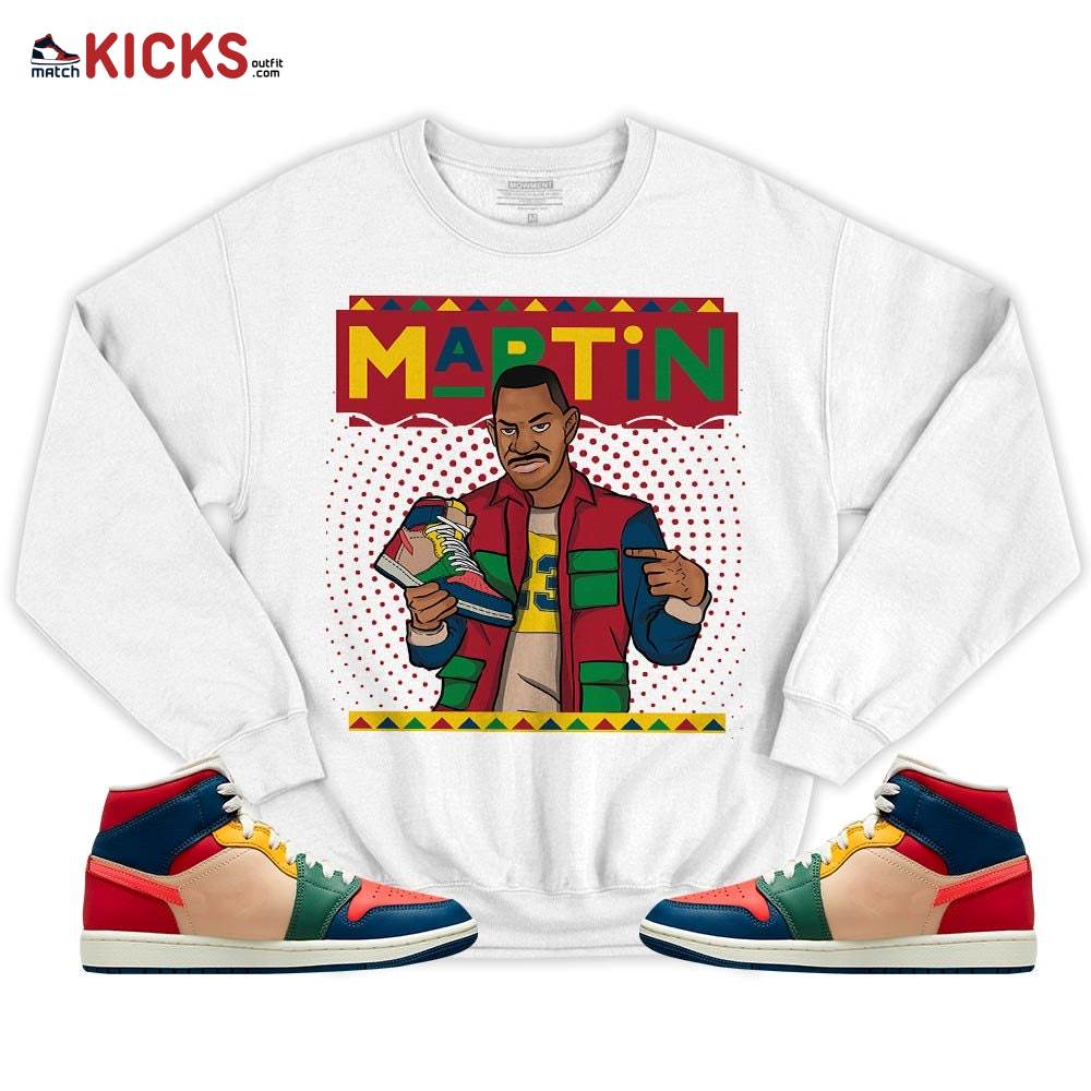 Martin Sneaker Shirt Match Multi Color 2022 1s, Jordan 1 Mid Multi Color 2022 MKO T-Shirt Martin Sneaker Shirt Match Multi Color 2022 1s, Jordan 1 Mid Multi Color 2022 MKO T-Shirt