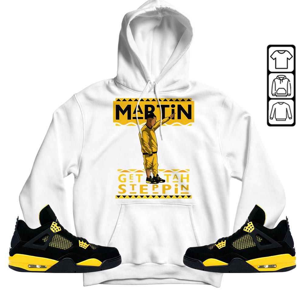 Martin Tv 80s Sneaker Shirt Match 2023 Thunder 4s, Jordan Retro 4 Thunder MKO T-Shirt