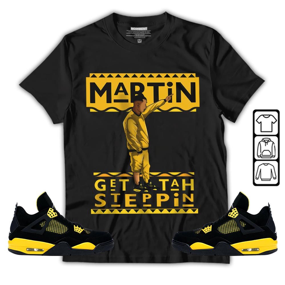Martin Tv 80s Sneaker Shirt Match 2023 Thunder 4s, Jordan Retro 4 Thunder MKO T-Shirt Martin Tv 80s Sneaker Shirt Match 2023 Thunder 4s, Jordan Retro 4 Thunder MKO T-Shirt