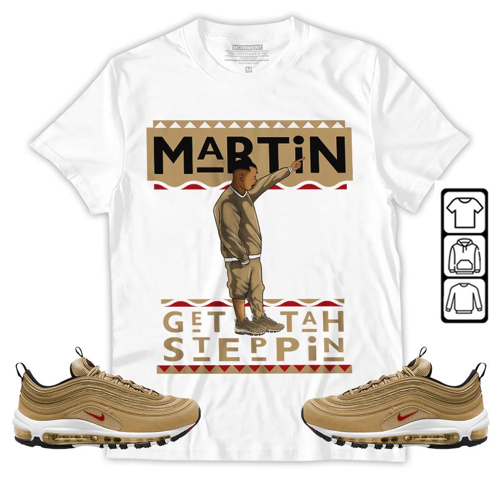 Martin Tv 80s Sneaker Shirt Match Air Max 97 Metallic Gold, Air Max 97 Gold Bullet MKO Hoodie