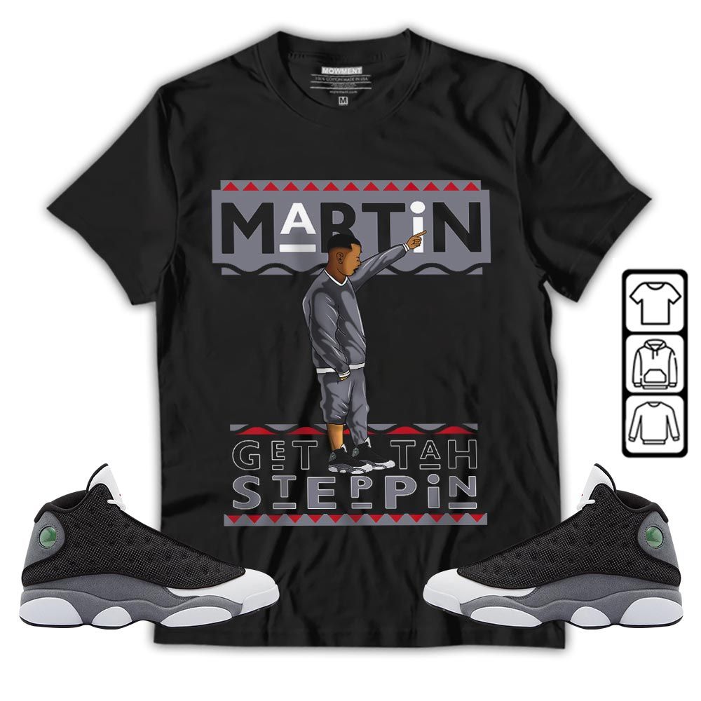 Martin Tv 80s Sneaker Shirt Match Black Flint 13s, Jordan Retro 13 Black Flint MKO T-Shirt