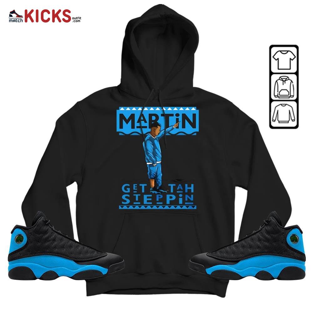 Martin Tv 80s Sneaker Shirt Match Black University Blue 13s, Jordan 13 Black University Blue 2022 MKO Sweatshirt Martin Tv 80s Sneaker Shirt Match Black University Blue 13s, Jordan 13 Black University Blue 2022 MKO Sweatshirt