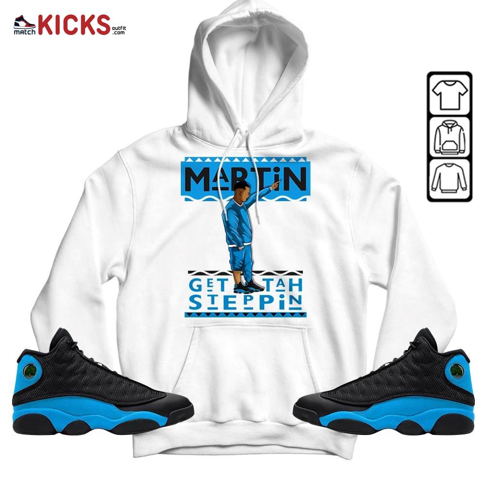 Martin Tv 80s Sneaker Shirt Match Black University Blue 13s, Jordan 13 Black University Blue 2022 MKO Sweatshirt Martin Tv 80s Sneaker Shirt Match Black University Blue 13s, Jordan 13 Black University Blue 2022 MKO Sweatshirt