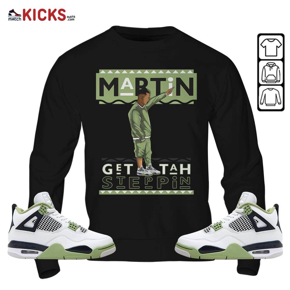 Martin Tv 80s Sneaker Shirt Match Retro Oil Green 4s, Jordan 4 Oil Green MKO T-Shirt Martin Tv 80s Sneaker Shirt Match Retro Oil Green 4s, Jordan 4 Oil Green MKO T-Shirt