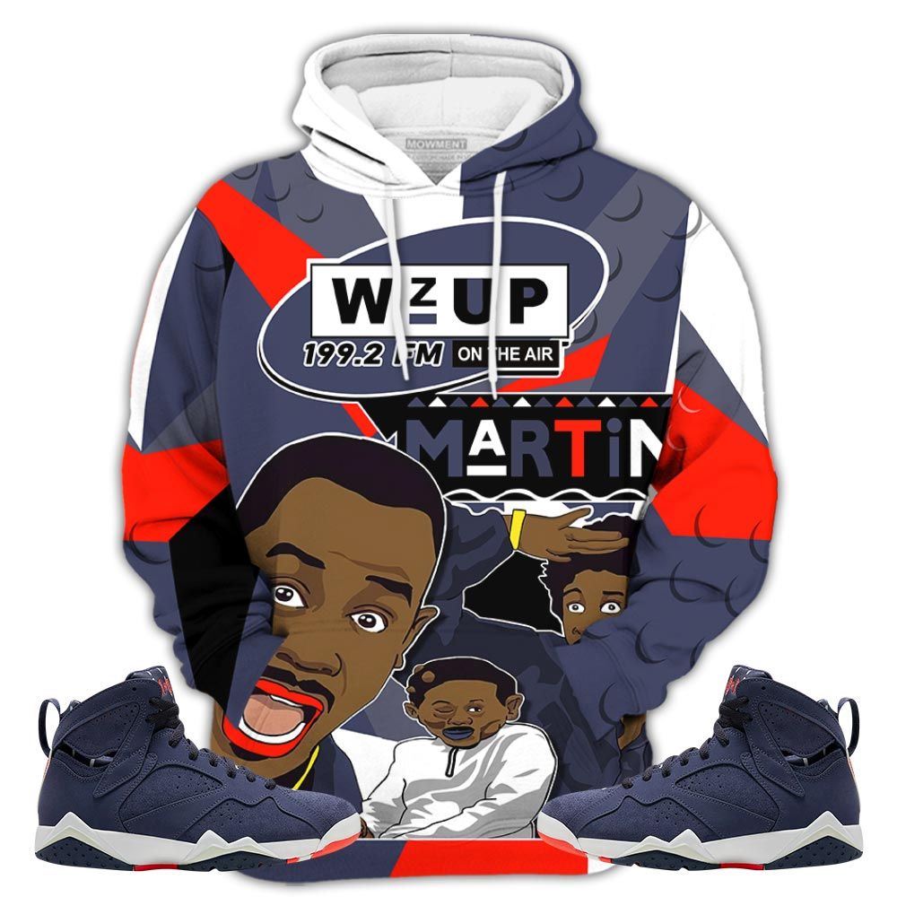 Martin Tv 90S Got Em Sneaker Shirt Match 7 Neutral Indigo, Jordan 7 Quai 54 Hoodie Sweatshirt Tee All Over Print MKO Shirt