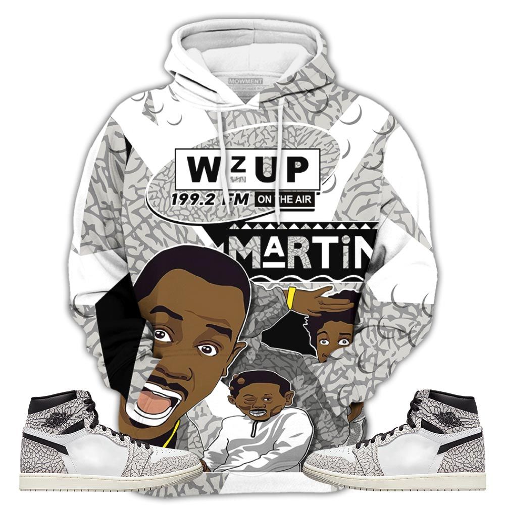 Martin Tv 90S Melanin Got Em Sneaker Shirt Match Og Elephant 1S, Jordan 1 White Cement Hoodie Sweatshirt Tee All Over Print MKO Shirt