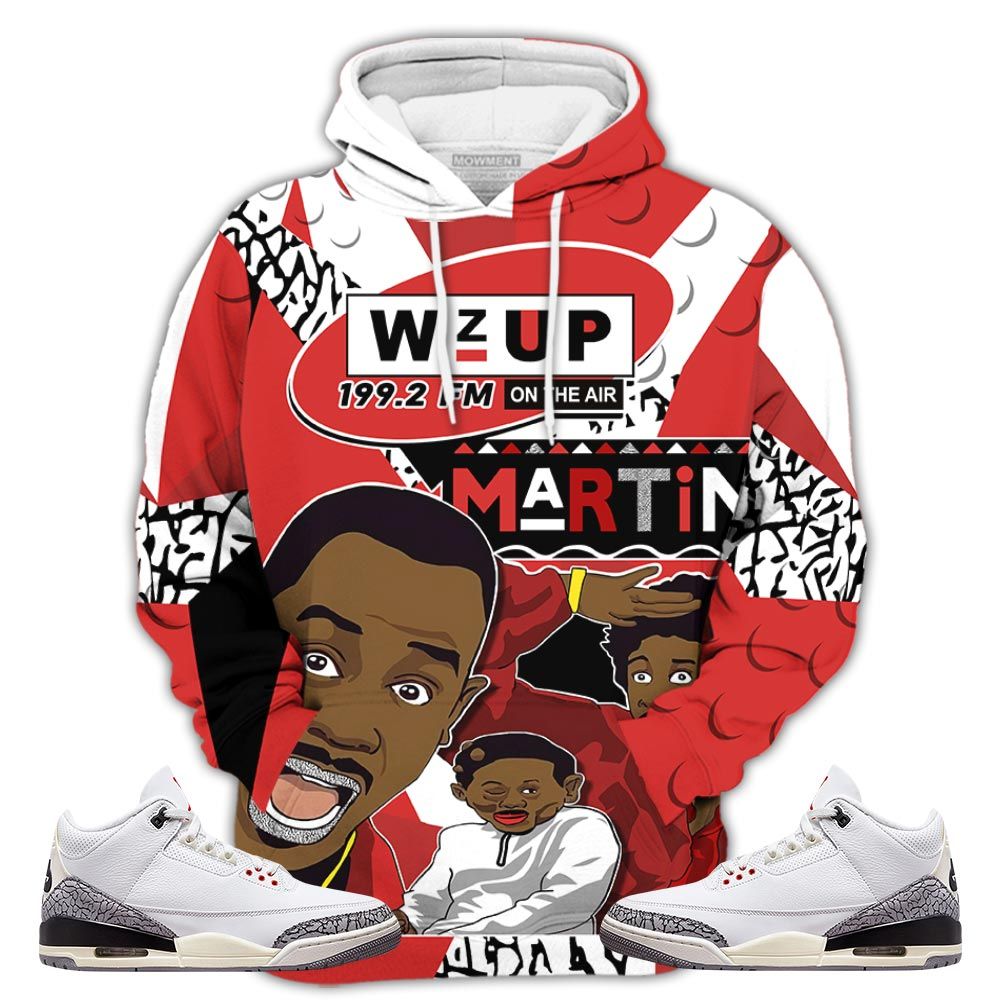 Martin Tv 90S Melanin Got Em Sneaker Shirt Match White Cement 3S, Jordan Retro 3 White Cement Hoodie Sweatshirt Tee All Over Print MKO Shirt