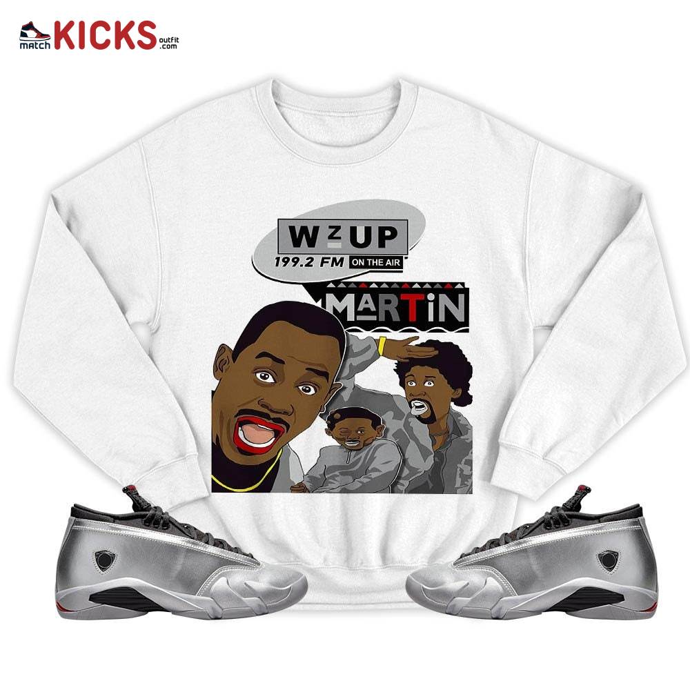 Martin Tv 90s Melanin Sneaker Shirt Match 14 Low Metallic Silver, Jordan 14 Metallic Silver MKO T-Shirt Martin Tv 90s Melanin Sneaker Shirt Match 14 Low Metallic Silver, Jordan 14 Metallic Silver MKO T-Shirt