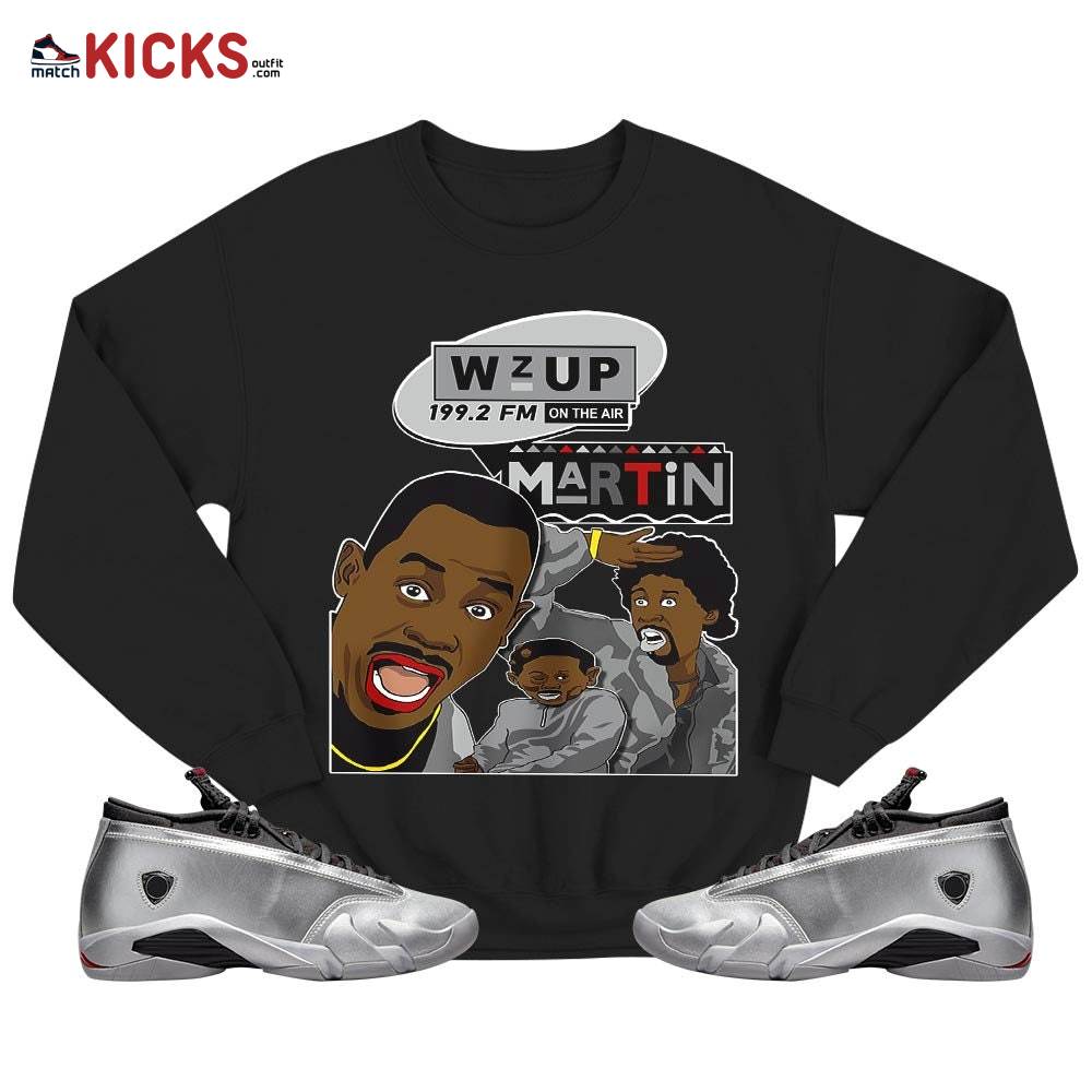 Martin Tv 90s Melanin Sneaker Shirt Match 14 Low Metallic Silver, Jordan 14 Metallic Silver MKO T-Shirt Martin Tv 90s Melanin Sneaker Shirt Match 14 Low Metallic Silver, Jordan 14 Metallic Silver MKO T-Shirt