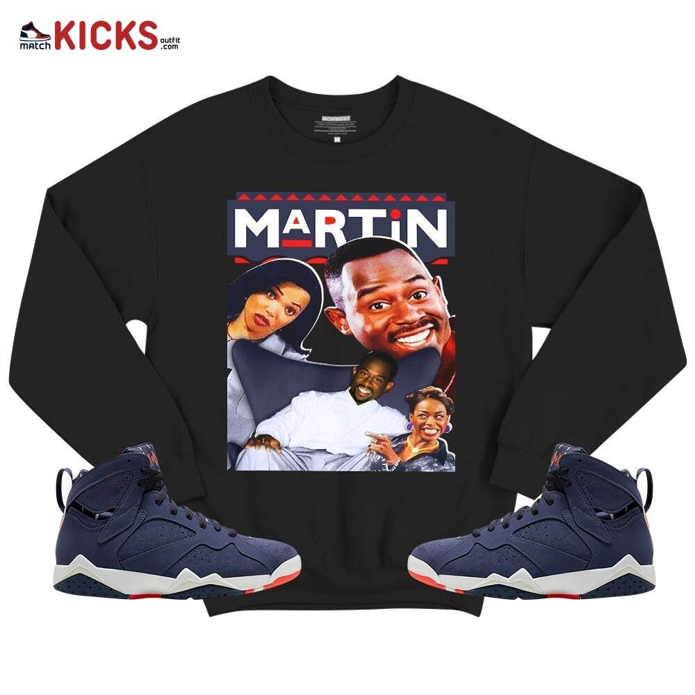 Martin TV1 Sneaker Shirt Match 7 Neutral Indigo, Jordan 7 Quai 54 MKO T-Shirt Martin TV1 Sneaker Shirt Match 7 Neutral Indigo, Jordan 7 Quai 54 MKO T-Shirt