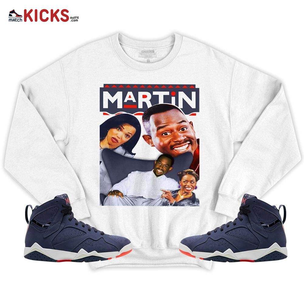 Martin TV1 Sneaker Shirt Match 7 Neutral Indigo, Jordan 7 Quai 54 MKO T-Shirt Martin TV1 Sneaker Shirt Match 7 Neutral Indigo, Jordan 7 Quai 54 MKO T-Shirt