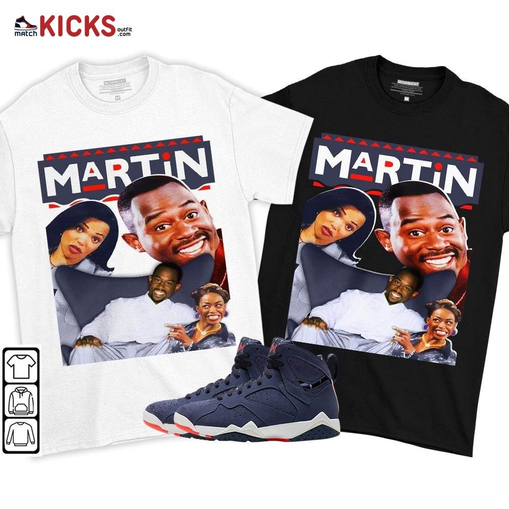 Martin TV1 Sneaker Shirt Match 7 Neutral Indigo, Jordan 7 Quai 54 MKO T-Shirt Martin TV1 Sneaker Shirt Match 7 Neutral Indigo, Jordan 7 Quai 54 MKO T-Shirt