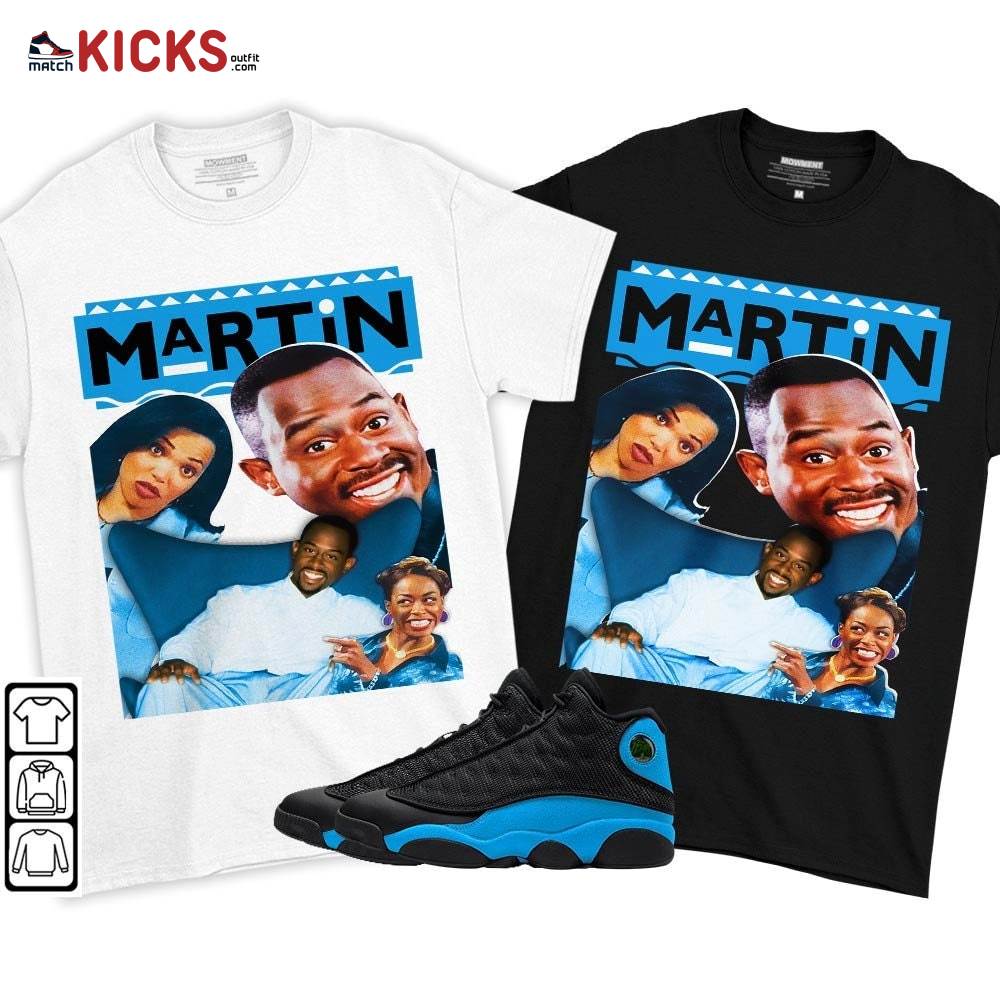 Martin TV1 Sneaker Shirt Match Black University Blue 13s, Jordan 13 Black University Blue 2022 MKO T-Shirt Martin TV1 Sneaker Shirt Match Black University Blue 13s, Jordan 13 Black University Blue 2022 MKO T-Shirt