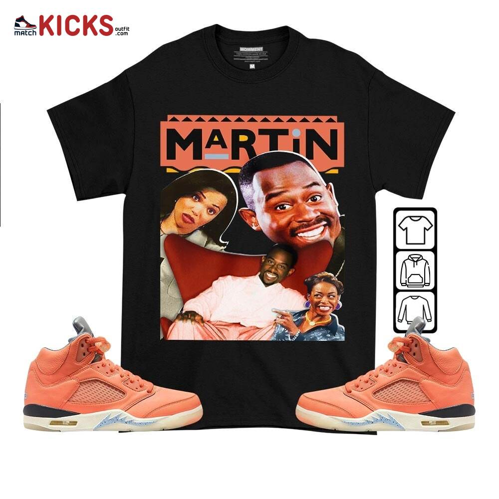 Martin TV1 Sneaker Shirt Match Crimson Bliss 5s, Jordan 5 DJ Khaled Crimson Bliss MKO T-Shirt
