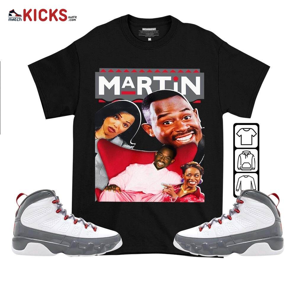 Martin TV1 Sneaker Shirt Match Fire Red 9s, Jordan 9 Retro Fire Red MKO T-Shirt