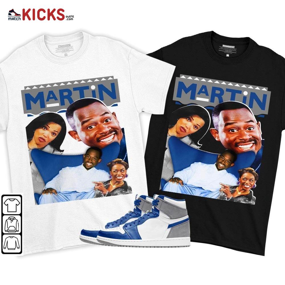 Martin TV1 Sneaker Shirt Match True Blue 1s, Jordan 1 High OG True Blue MKO T-Shirt Martin TV1 Sneaker Shirt Match True Blue 1s, Jordan 1 High OG True Blue MKO T-Shirt