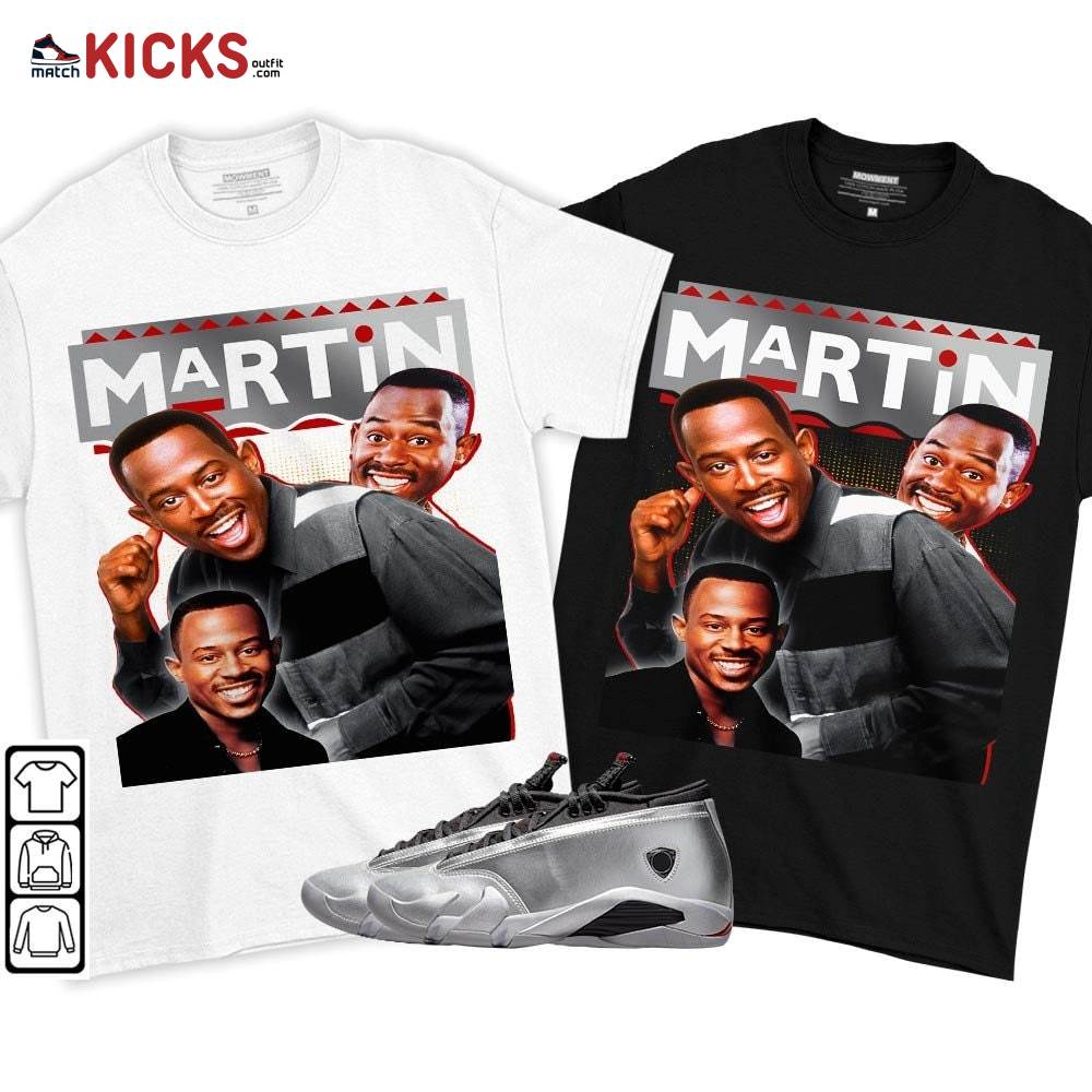 Martin TV2 Sneaker Shirt Match 14 Low Metallic Silver, Jordan 14 Metallic Silver MKO T-Shirt