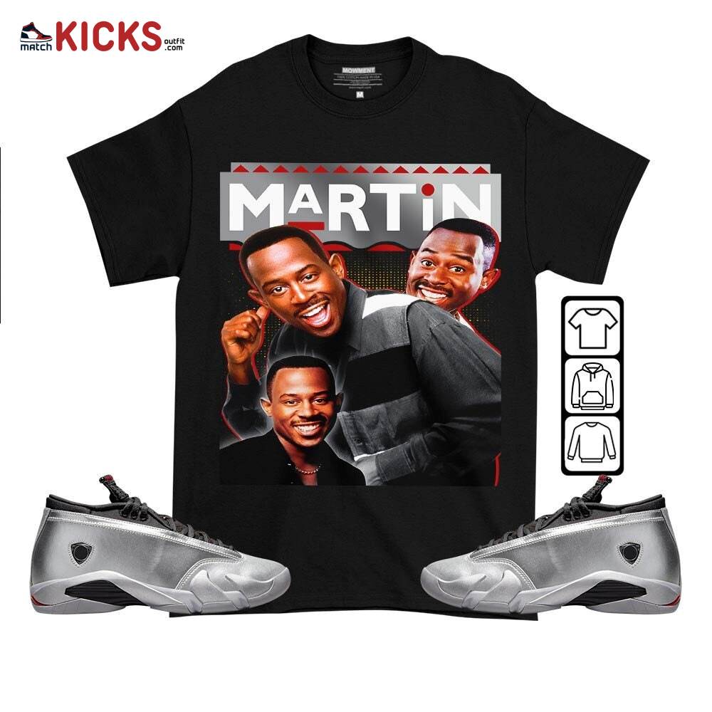 Martin TV2 Sneaker Shirt Match 14 Low Metallic Silver, Jordan 14 Metallic Silver MKO T-Shirt