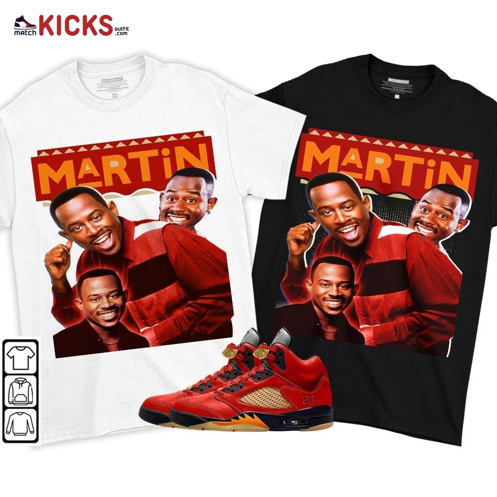 Martin TV2 Sneaker Shirt Match 5 Dunk On Mars, Jordan 5 Mars For Her MKO T-Shirt Martin TV2 Sneaker Shirt Match 5 Dunk On Mars, Jordan 5 Mars For Her MKO T-Shirt