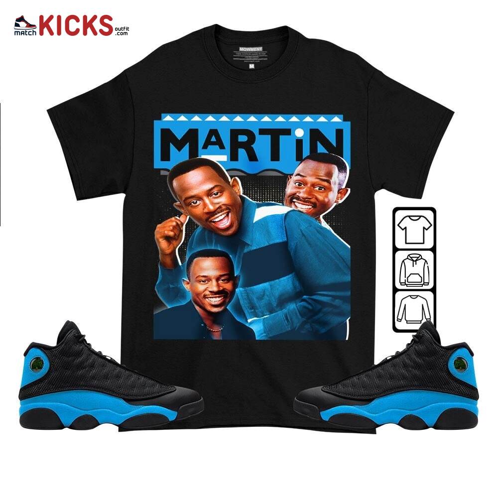 Martin TV2 Sneaker Shirt Match Black University Blue 13s, Jordan 13 Black University Blue 2022 MKO T-Shirt Martin TV2 Sneaker Shirt Match Black University Blue 13s, Jordan 13 Black University Blue 2022 MKO T-Shirt