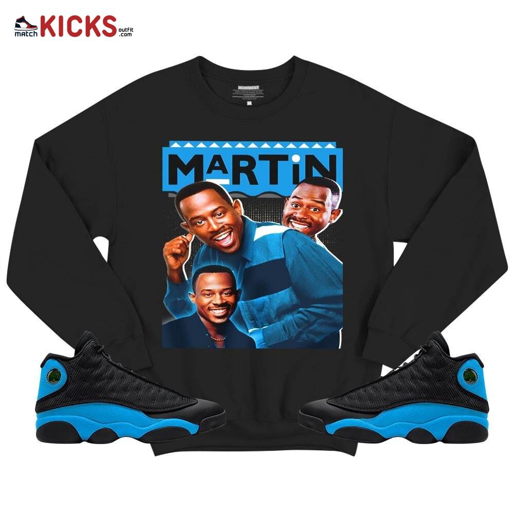 Martin TV2 Sneaker Shirt Match Black University Blue 13s, Jordan 13 Black University Blue 2022 MKO T-Shirt Martin TV2 Sneaker Shirt Match Black University Blue 13s, Jordan 13 Black University Blue 2022 MKO T-Shirt