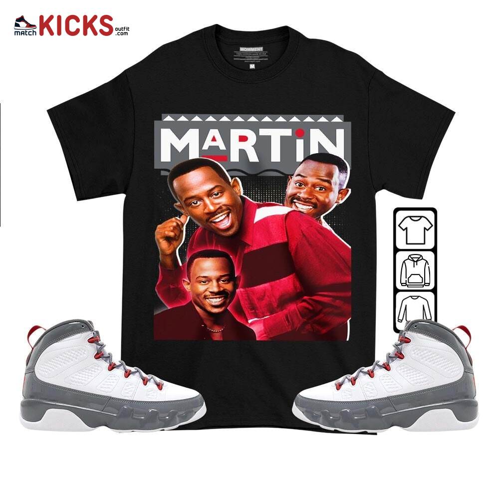 Martin TV2 Sneaker Shirt Match Fire Red 9s, Jordan 9 Retro Fire Red MKO T-Shirt