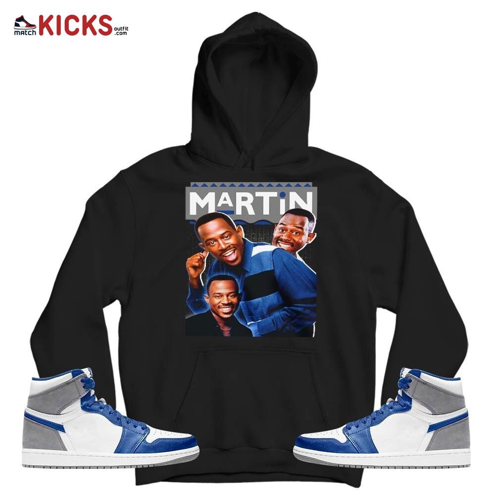 Martin TV2 Sneaker Shirt Match True Blue 1s, Jordan 1 High OG True Blue MKO T-Shirt Martin TV2 Sneaker Shirt Match True Blue 1s, Jordan 1 High OG True Blue MKO T-Shirt