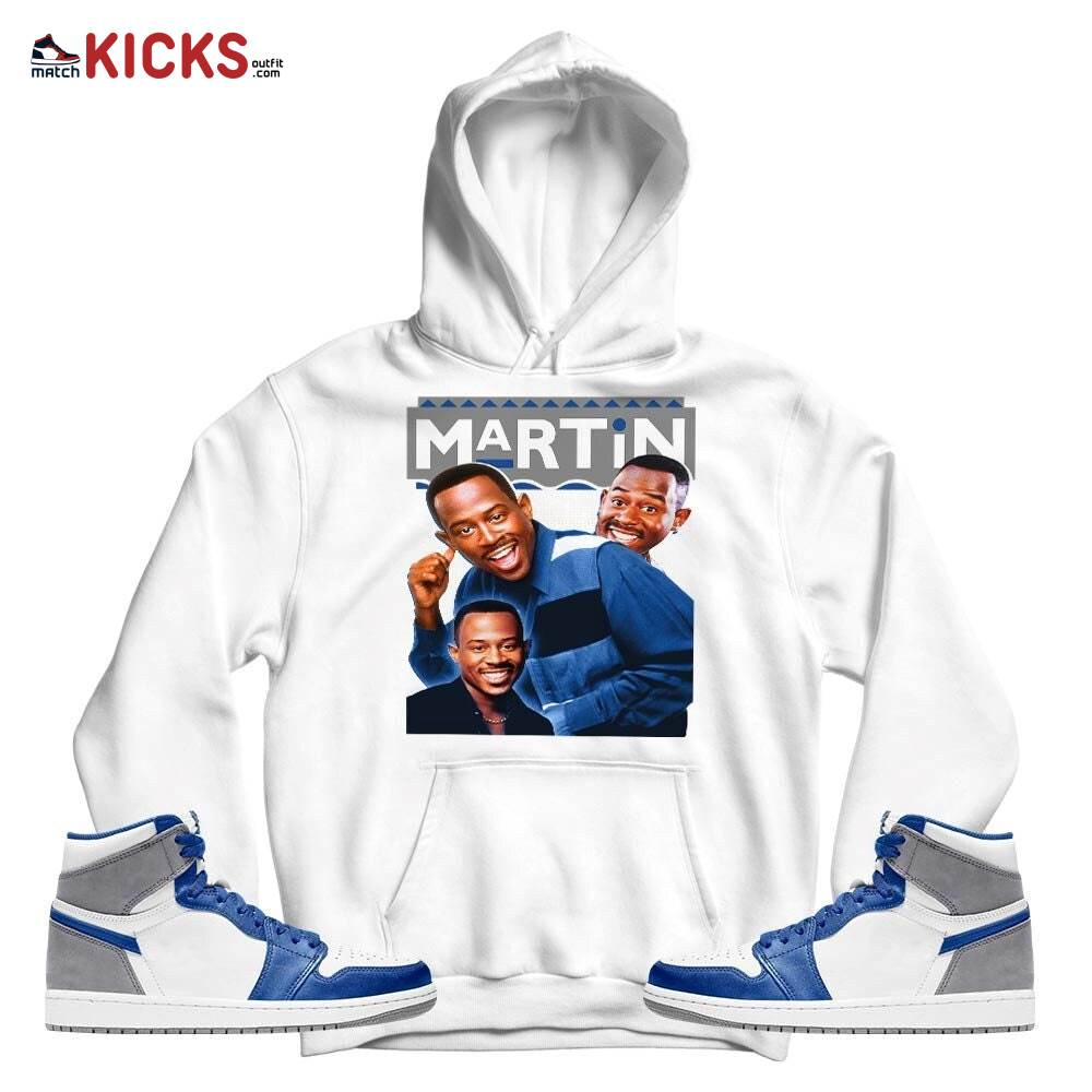 Martin TV2 Sneaker Shirt Match True Blue 1s, Jordan 1 High OG True Blue MKO T-Shirt Martin TV2 Sneaker Shirt Match True Blue 1s, Jordan 1 High OG True Blue MKO T-Shirt